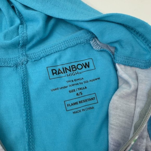 Rainbow High Pajamas Girls Size XS 4/5 Cozy Soft Romper One Piece Hooded NWT - Picture 7 of 8